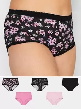 Image of Yours 5 Pack Summer Floral Full Brief, Black, Size 18-20, Women