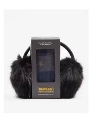 Image of Barbour International Travel Mug And Ear Muff Gift Set -Black