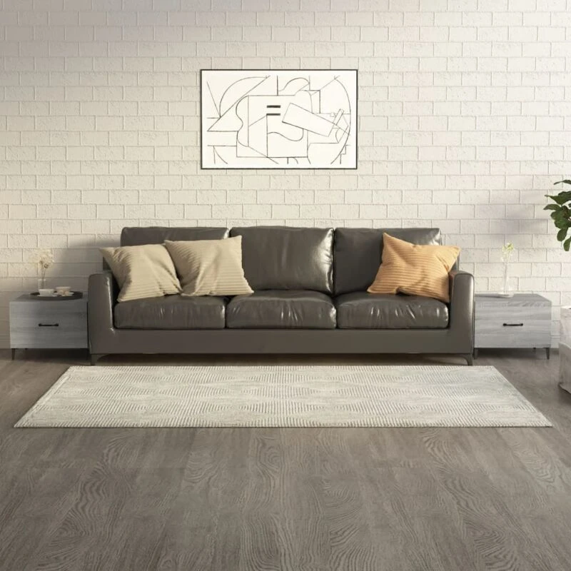 Image of Vidaxl Coffee Tables With Metal Legs 2 Pcs Grey Sonoma 50X50X40 Cm, Grey 817540