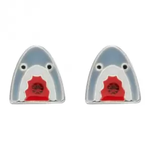 image of Shark Enamel and Crystal Stud Earrings A2079R