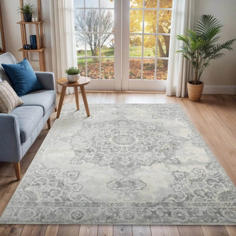 Image of Livabliss Vintage Oriental Boho Cream Lola Area Rug 130 X 180 Cm - Easy Care, Non Shedding, Ideal For Living Room & Bedroom