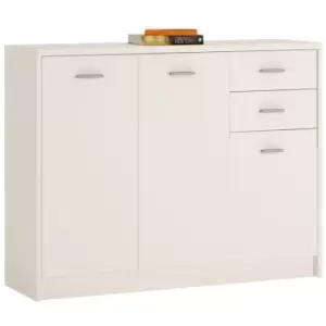 image of 4 You 3 Door 2 Drawer Wide Cupboard In Pearl White