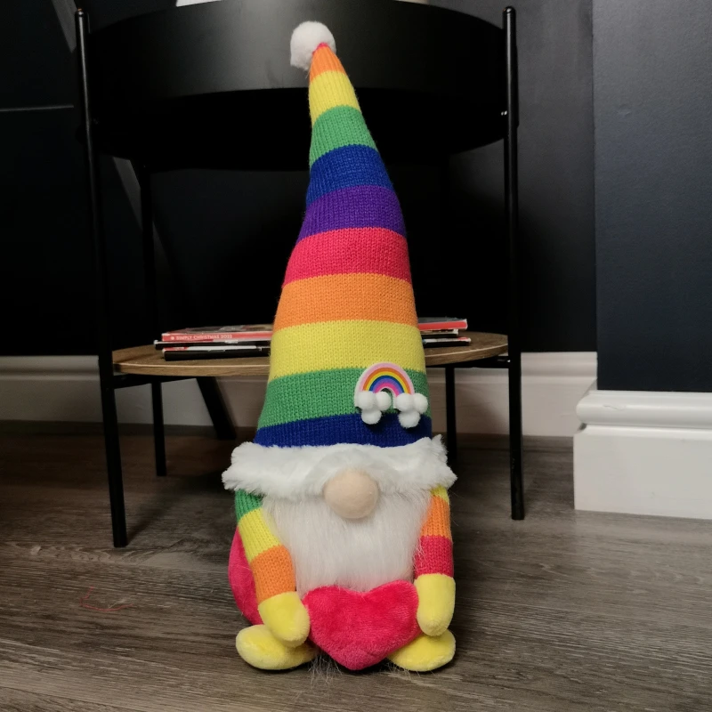Image of 39cm Sitting Plush Rainbow Christmas Gonk Decoration