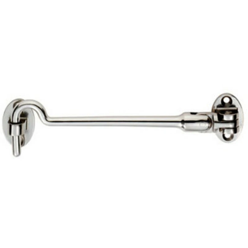 Image of Loops Silent Pattern Cabin Hook & Eye Bright Stainless Steel 150mm Arm Cabinet Hatch Metallics