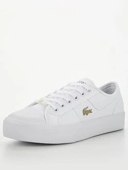 image of Lacoste Ziane Plus Grand Leather Trainer - White White/White, Size 8, Women