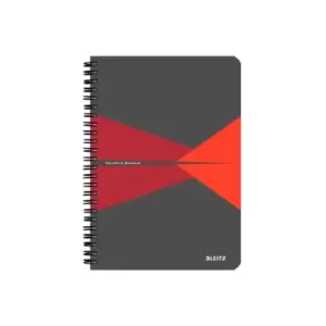 image of Office Notebook A5 Ruled, Wirebound with Polypropylene Cover 90 Sheets. Red - Outer Carton of 5