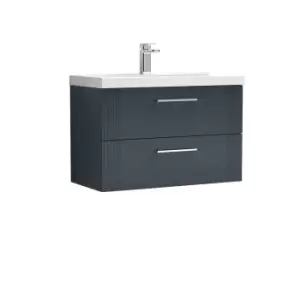 image of Nuie Deco 800mm Wall Hung 2 Drawer Vanity & Basin 3 - Satin Anthracite