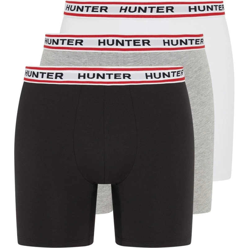 Image of Hunter 3 Pack Boxer Briefs Mens Grey/Bright Whi male Small