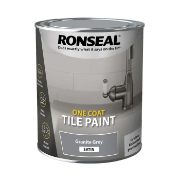 image of Ronseal One Coat Tile Paint Granite Grey Satin - 750ml