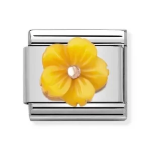 Image of Nomination CLASSIC Rose Gold Symbols Yellow Mother of Pearl Flower...