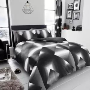 image of Triangle Black Duvet Cover Bedding Set - Black - King - TJ Hughes