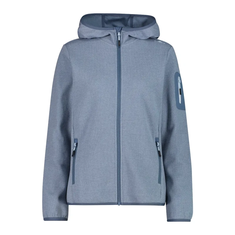 Image of CMP Womens Hoodie with Mesh Inserts CMP Knit-Tech Bleu Female S