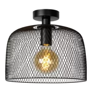 image of Lucide MESH - Flush Ceiling Light - Ø29.5cm- 1xE27 - Black