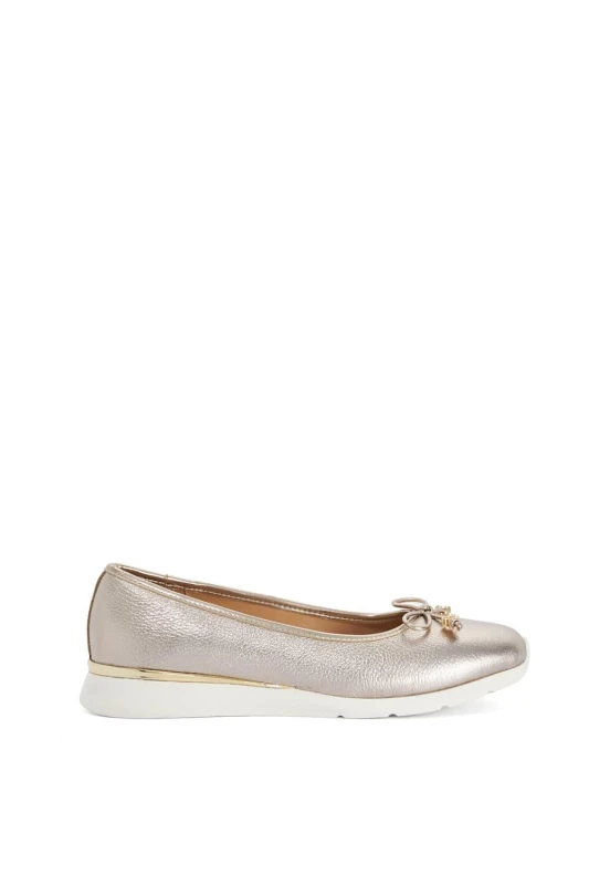 Image of Dune London Womens 'Highline' Leather Ballet Pumps in Metallics Size: 3 Metallics Female 3