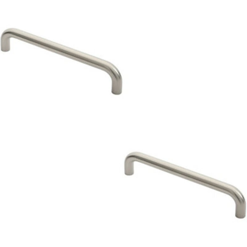 Image of Loops 2x Round D Bar Pull Handle 22mm Dia 300mm Fixing Centres Satin Stainless Steel Metallics unisex