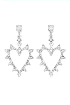 image of Silver Forward Facing Heart Drop Earrings