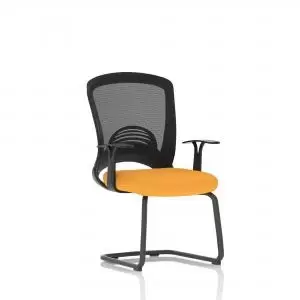 Image of Astro Visitor Bespoke Fabric Seat Senna Yellow Cantilever Leg Mesh