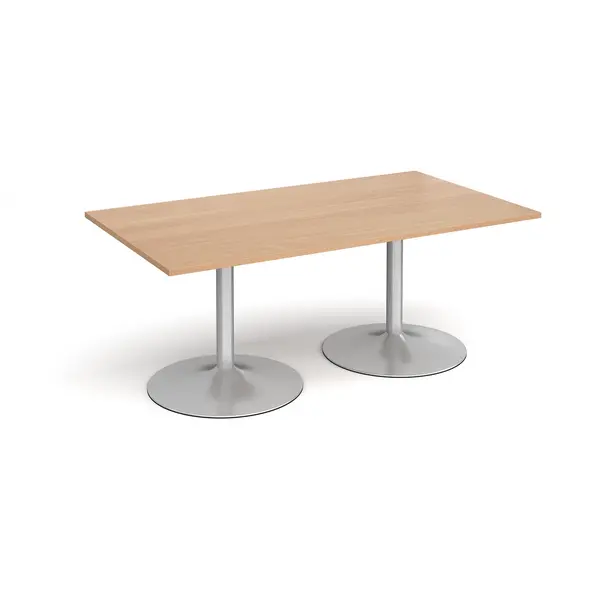 Image of Silver Trumpet Base Rectangular Boardroom Table 1800mm - Beech