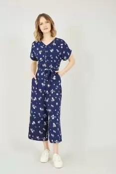 image of Navy Daisy Ladybird Print Jumpsuit