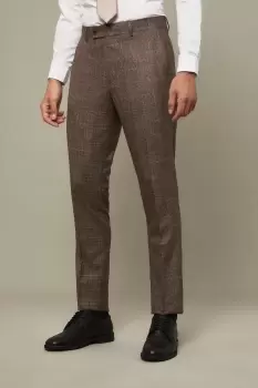 Image of Mens Skinny Fit Neutral Check Suit Trouser