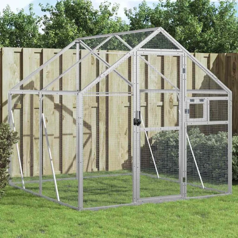 Image of vidaXL Aviary Silver 1.79x2x1.85 m Aluminium, Silver 3155795