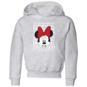 image of Disney Minnie Face Kids Christmas Hoodie - Grey - 11-12 Years