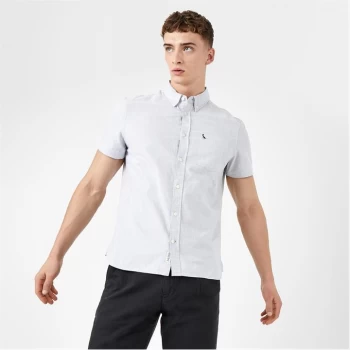 Jack Wills Stableton Short Sleeve Oxford Shirt - Lt Ash Mrl