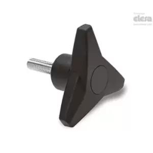 Image of ELESA Soft Three-arm knob-VB.839/80 p-M10x30-Soft-C9 Black