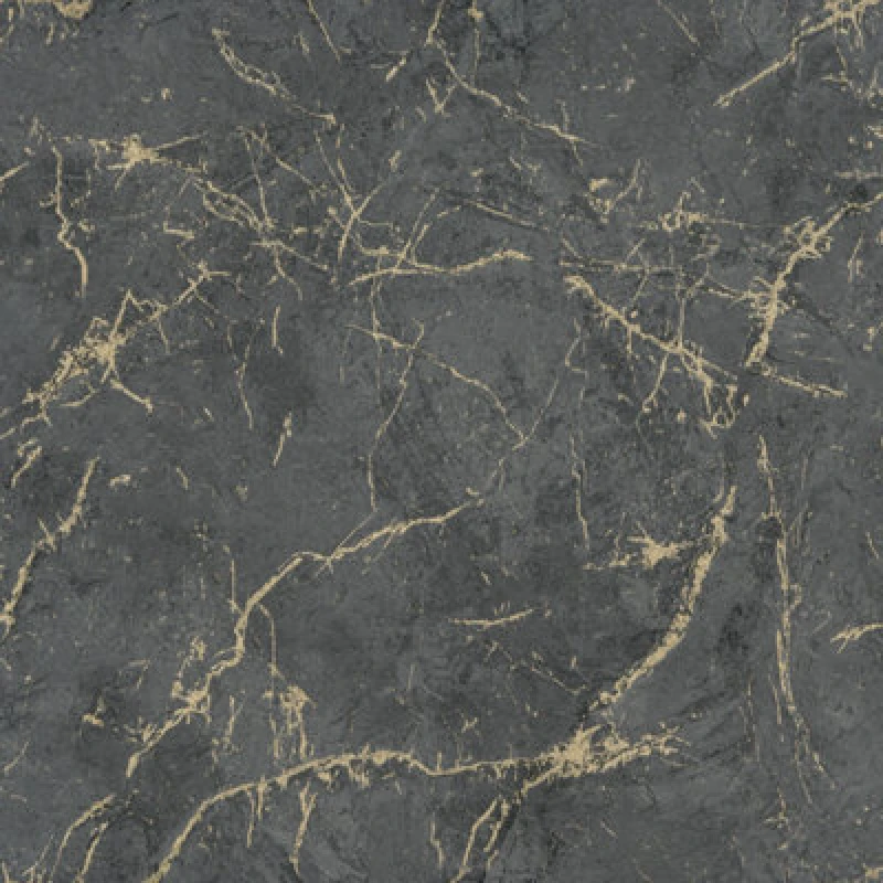 Image of Grandeco Thassos Golden Thread Marble Textured Wallpaper, Black Ash