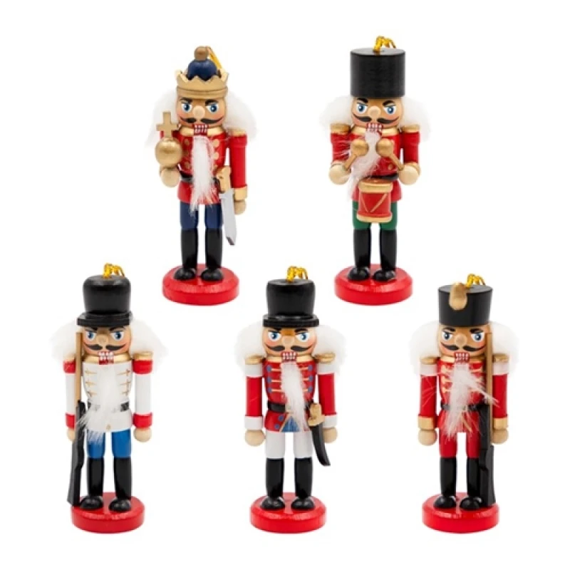 Image of Christmas Workshop 5pk Hanging Wooden Nutcrackers - Red
