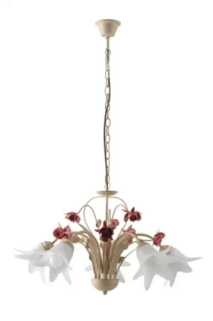 image of ROSE 5 Light Multi Arm Pendant Ceiling Light Ivory 71cm