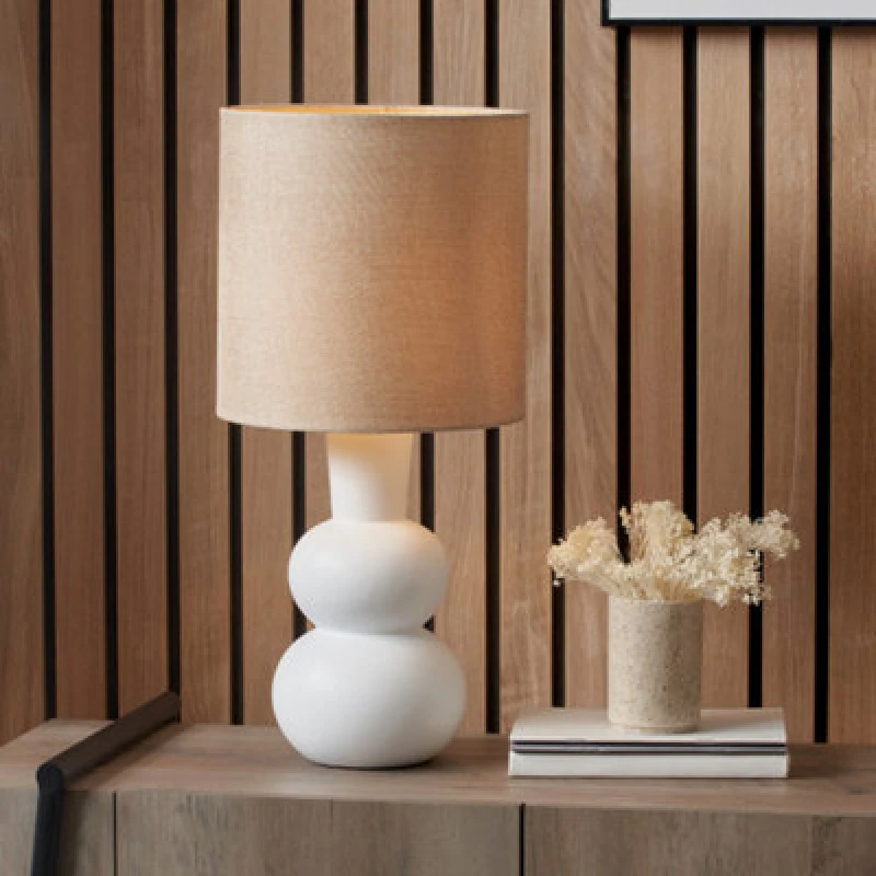 Image of Aaliyah Curved Bottle Ceramic Table Lamp White