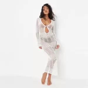 image of Missguided Crochet Midaxi Dress - Cream