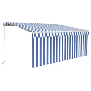 Image of Vidaxl Manual Retractable Awning With Blind&led 3X2.5M Blue & White