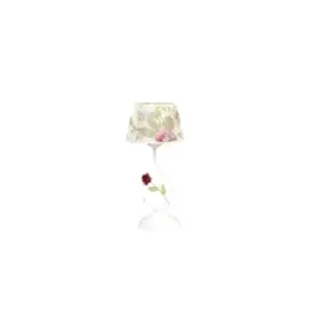 Image of Summer Beige Table Lamp with Round Tapered Shade with Flower Design Fabric Shades, 1x E27