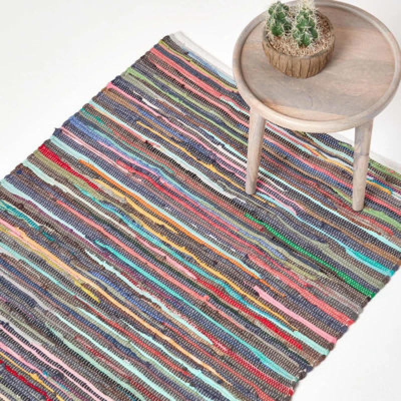 Image of HOMESCAPES Homescapes - Recycled Cotton Chindi Rug, 90 x 150cm RU1155C