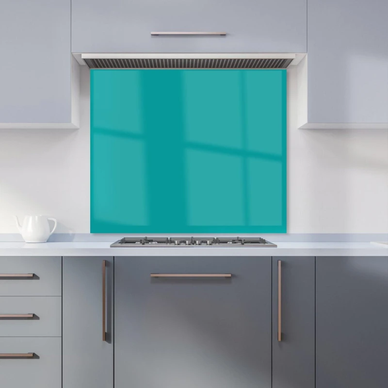 Image of Warren Reed - Designer Teal Blue Kitchen Splashback Size: 600mm x 750mm Blue Unisex 600mm x 750mm