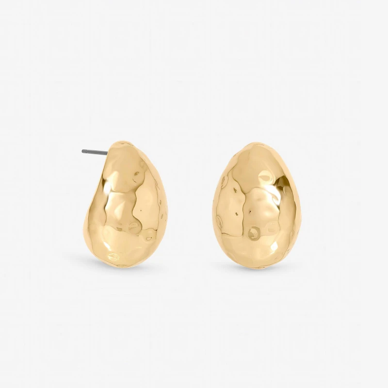 Image of Mood Gold Plated Textured Dome Hoops Gold female One Size