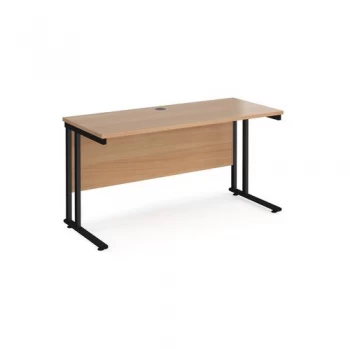 Image of Maestro 25 straight desk 1400mm x 600mm Black cantilever leg frame,