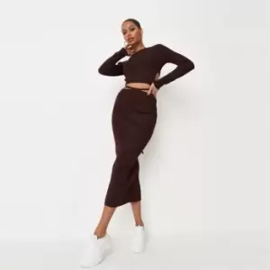 Image of Missguided Midaxi Skirt Coord - Brown