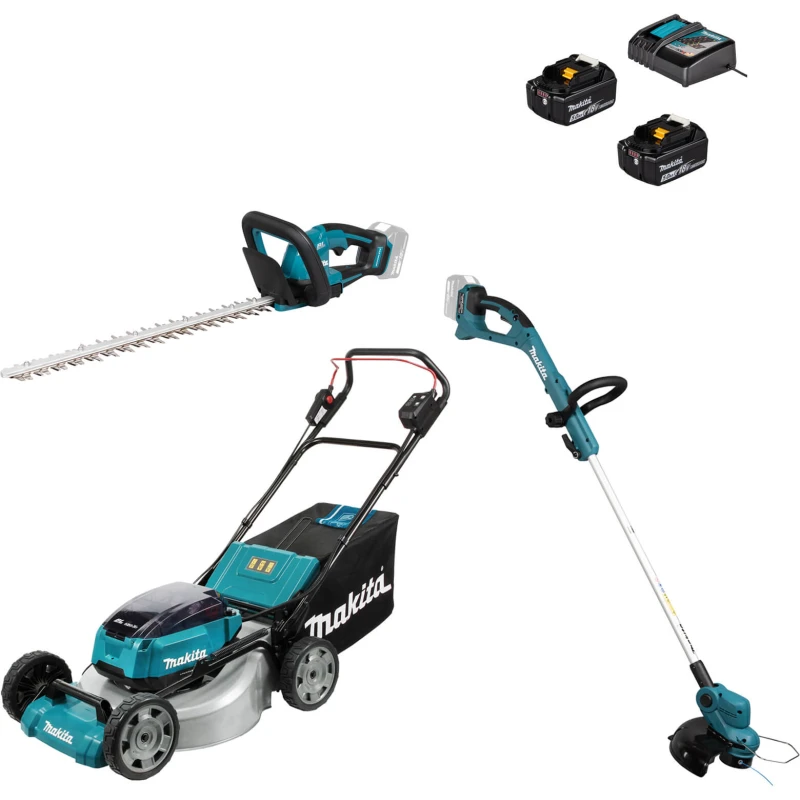 Image of Makita 3 Piece 18v LXT Cordless Garden Tool Kit MAKKIT89 Batteries: 2 x 5ah Li-ion
