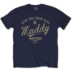 image of Muddy Waters - Keep The Blues Alive Mens Large T-Shirt - Navy Blue