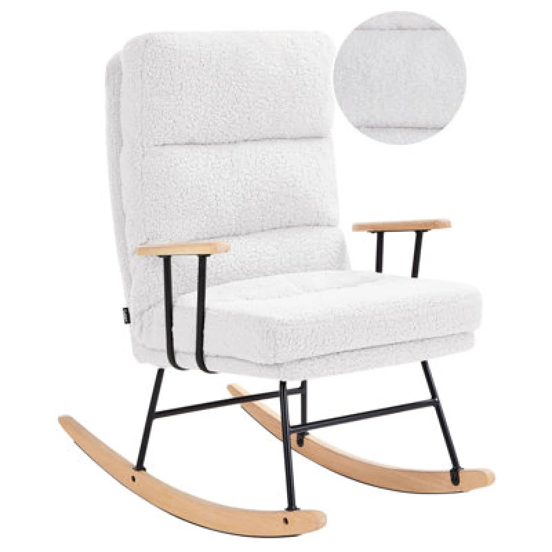 Image of Beliani Rocking Chair Eskelin Reclining Boucle Off-White