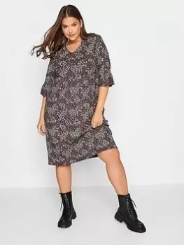 Image of Yours Frill Sleeve Midaxi Dress Orchid Ditsy, Pink, Size 16, Women