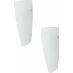 Image of 2 PACK Wall Light Colour Satin Nickel Shade White Glass Opal Matt E27 1x60W