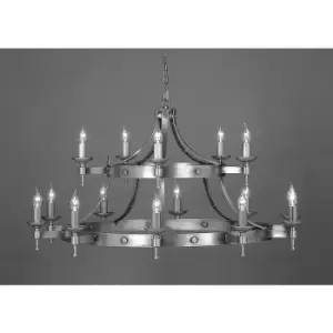 Image of Saxon Aged Iron pendant light 15 bulbs 73cm