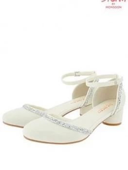 Image of Monsoon Girls Storm Summer Dazzle Trim Two Part Shoe - Ivory