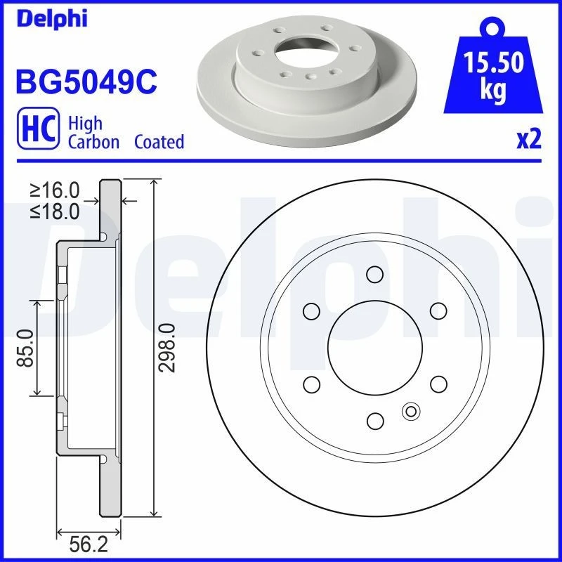Image of DELPHI Brake disc DELPHI BG5049C