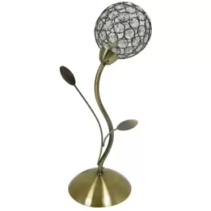Image of Searchlight Bellis Table Lamp Antique Brass Clear Glass Deco Shade