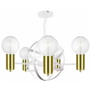 image of Keter Solar Pendant Ceiling Light White, Gold, 60cm, 5x E27